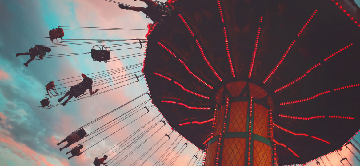 amazing fair scene with rides and entertainment