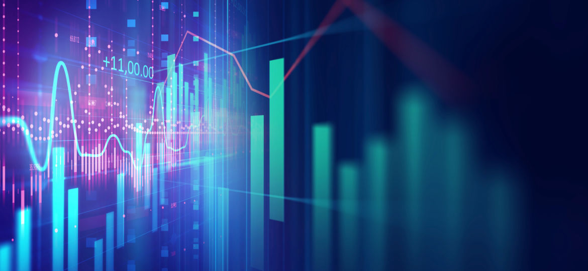 technical financial graph on technology abstract background